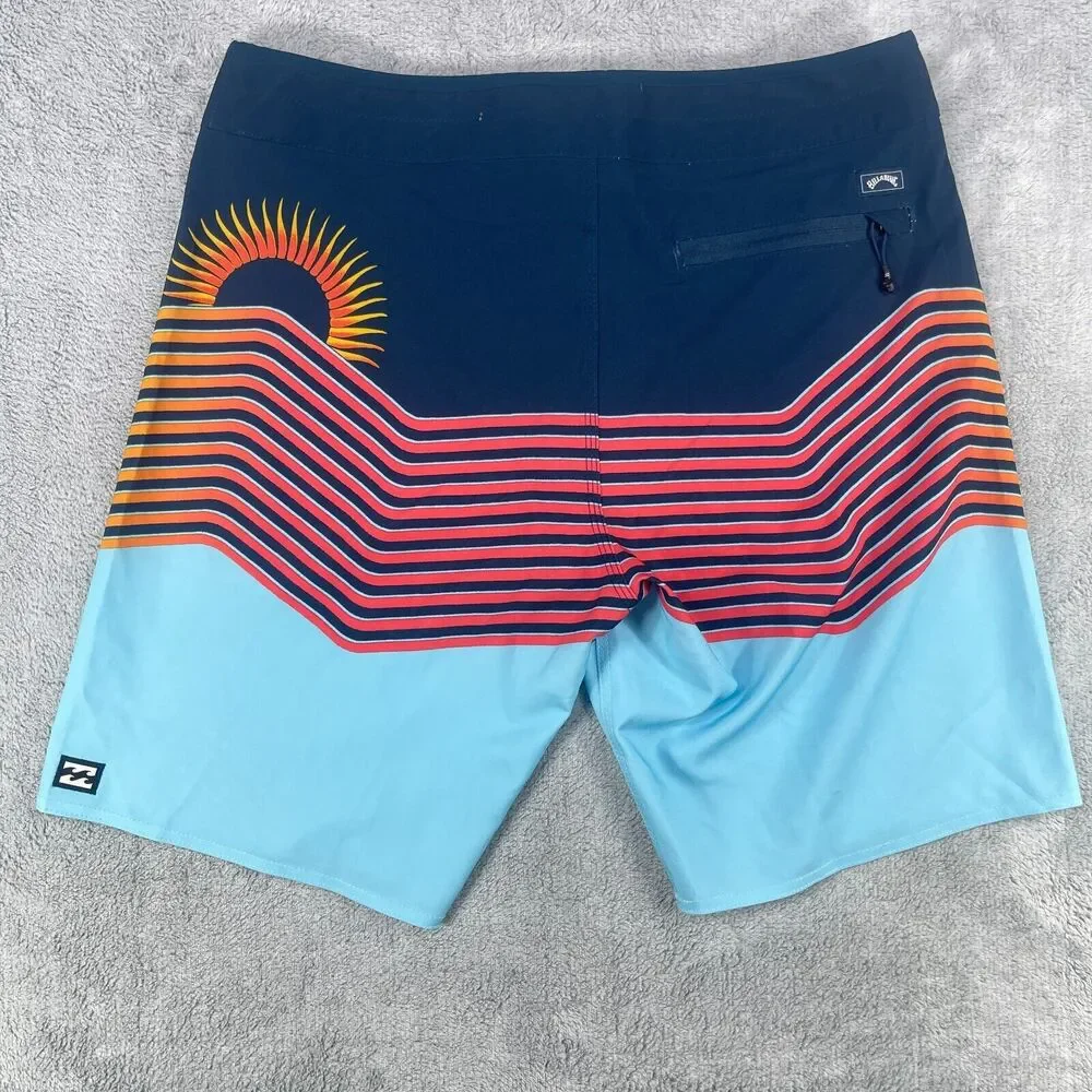 Billabong Board Shorts Men 31 Blue T-Street Airlite Recycler Sunset Stripe Surf